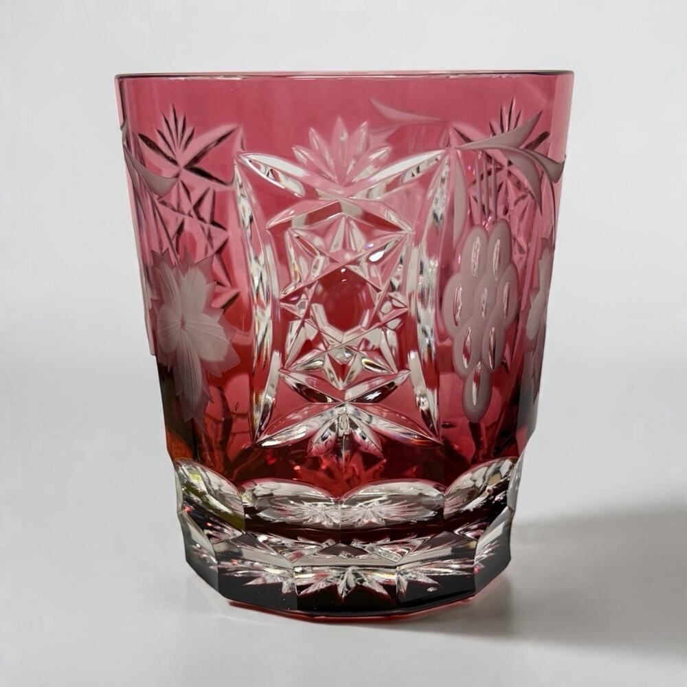 Nachtmann Traube Crystal Cranberry Glass Whiskey Tumbler Vintage 1960s